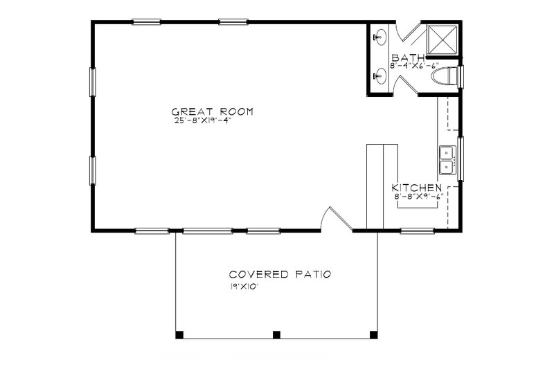 House Blueprint - Floor Plan - Main Floor for Cottage House Plan #515-54, 1 bath