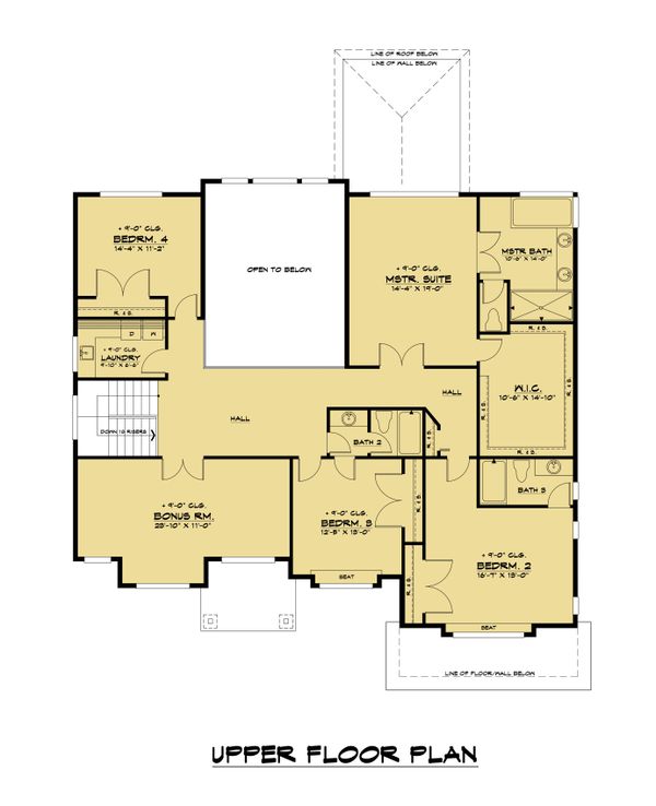 House Blueprint - Contemporary Floor Plan - Upper Floor Plan #1066-125