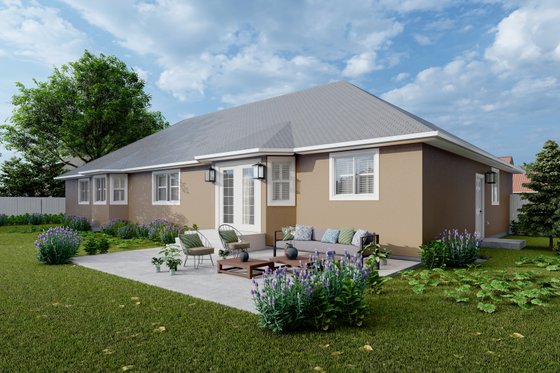Exterior - Rear Elevation for Ranch House Plan #1060-35 - 5 bed, 3 bath