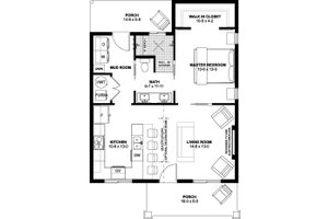 Floor Plan - Main Floor for Farmhouse House Plan #126-299 - 1 bed, 1 bath