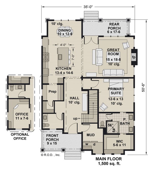 Farmhouse Floor Plan - Main Floor Plan #51-1455