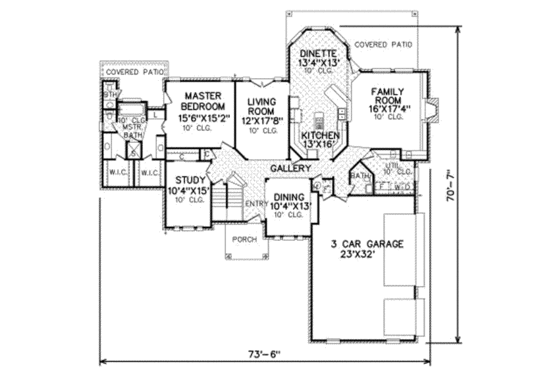 Floor Plan - Main Floor for Traditional House Plan #65-269 - 4 bed, 3.5 bath