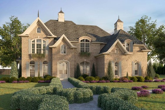 Exterior - Front Elevation 3 for European House Plan #54-421 - 4 bed, 4.5 bath