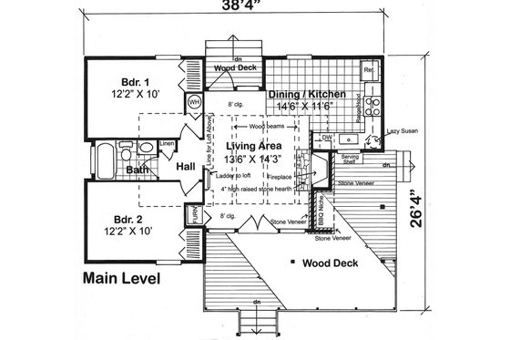 Floor Plan - Main Floor for Country House Plan #312-545 - 2 bed, 1 bath