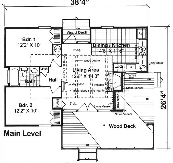 Floor Plan - Main Floor for Country House Plan #312-545 - 2 bed, 1 bath