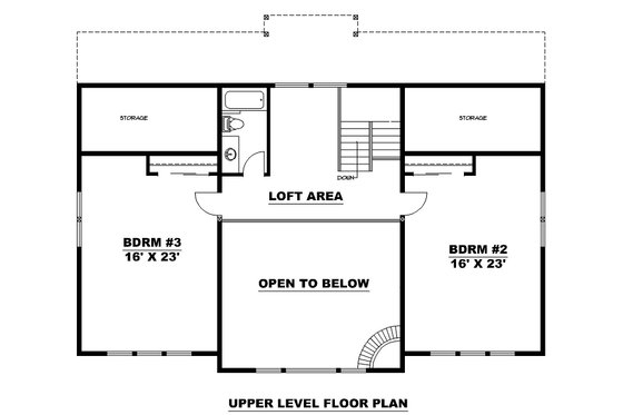Floor Plan - Upper Floor for Farmhouse House Plan #117-950 - 3 bed, 2 bath