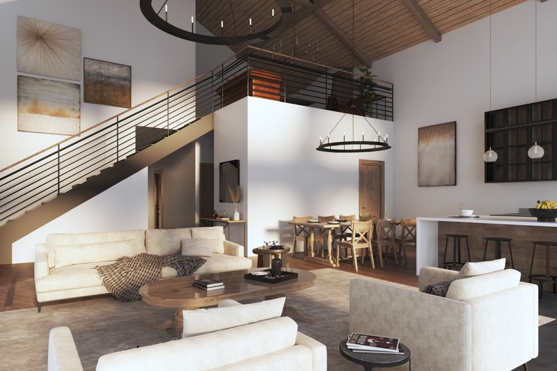 Architectural House Design - Interior - Family Room for Farmhouse House Plan #54-559 - 3 bed, 2.5 bath