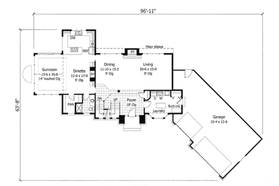 Floor Plan - Main Floor for European House Plan #51-147 - 3 bed, 2.5 bath