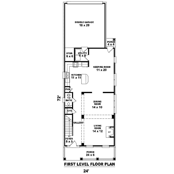 Floor Plan - Main Floor for Southern House Plan #81-1372 - 3 bed, 2.5 bath