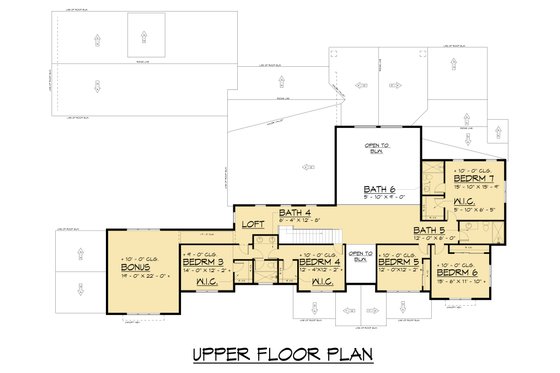 Floor Plan - Upper Floor for Farmhouse House Plan #1066-287 - 7 bed, 6 bath
