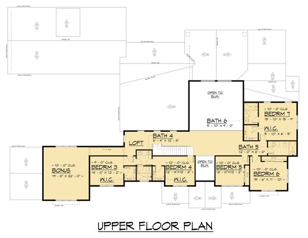 Farmhouse Floor Plan - Upper Floor Plan #1066-287