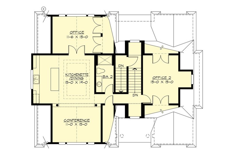 House Blueprint - Floor Plan - Upper Floor for Traditional House Plan #132-191 - 1 bed, 1 bath
