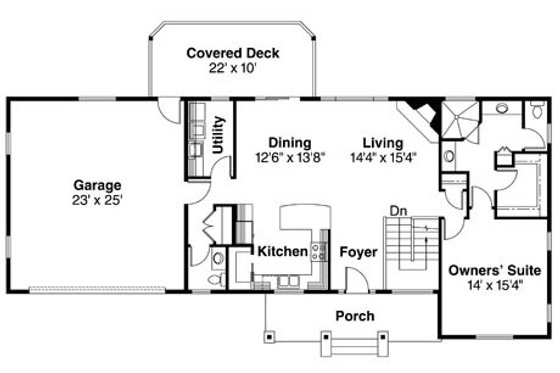 Floor Plan - Main Floor for Ranch House Plan #124-740 - 3 bed, 2.5 bath