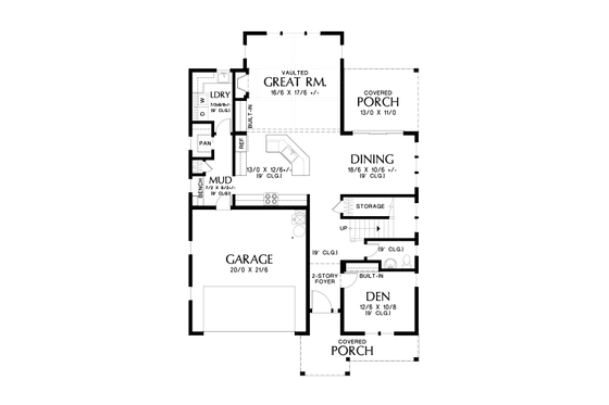 Floor Plan - Main Floor for Contemporary House Plan #48-987 - 3 bed, 2.5 bath