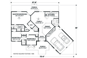 Floor Plan - Main Floor for Cottage House Plan #56-716 - 3 bed, 3 bath