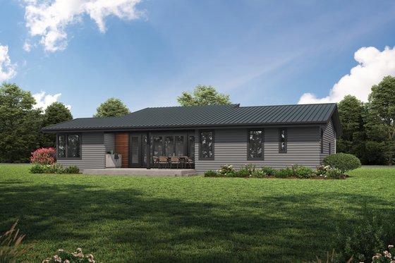 Exterior - Rear Elevation for Contemporary House Plan #48-1194 - 3 bed, 2 bath