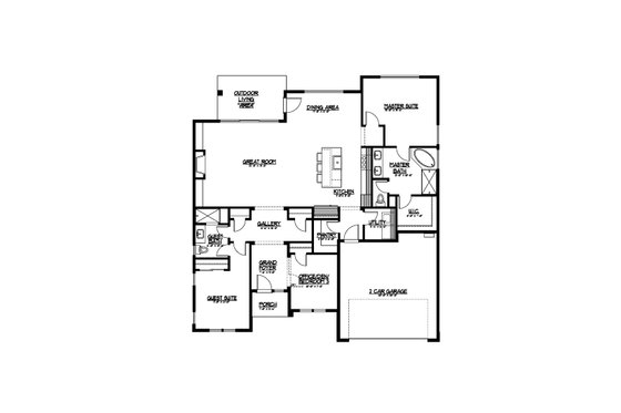 Floor Plan - Main Floor for Ranch House Plan #569-73 - 3 bed, 2 bath