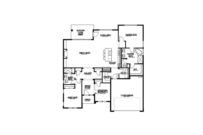 House Plan Design - Floor Plan - Main Floor for Ranch House Plan #569-73 - 3 bed, 2 bath