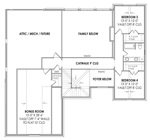 Mediterranean Floor Plan - Upper Floor Plan #1096-29
