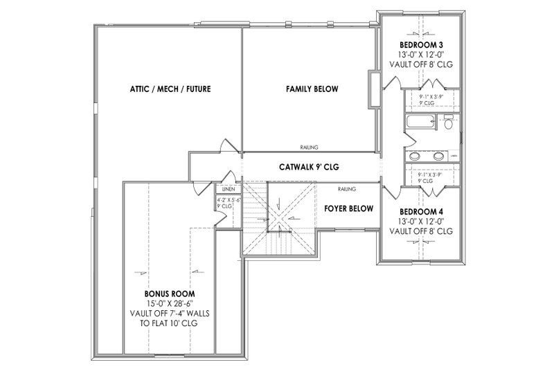 House Design - Floor Plan - Upper Floor for Mediterranean House Plan #1096-29 - 4 bed, 3.5 bath