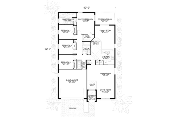 Floor Plan - Main Floor for Mediterranean House Plan #420-256 - 4 bed, 2 bath
