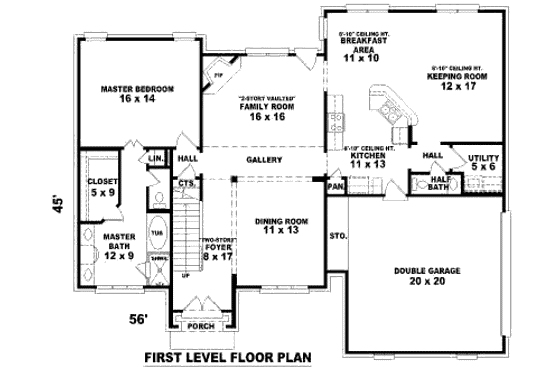 Floor Plan - Main Floor for European House Plan #81-13723 - 4 bed, 2.5 bath