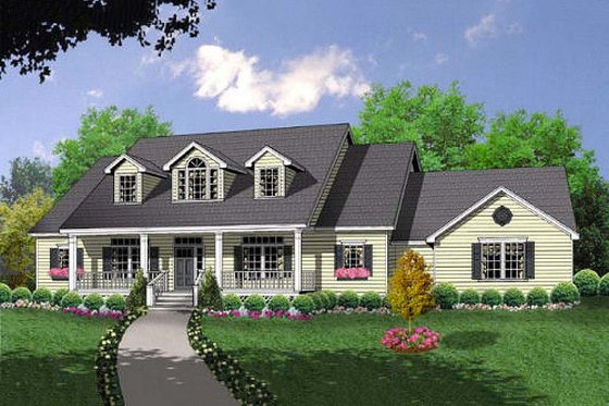 Exterior - Front Elevation for Country House Plan #40-370 - 3 bed, 2.5 bath