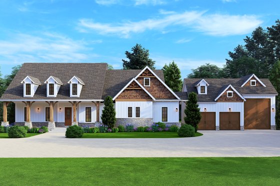 Exterior - Front Elevation 6 for Country House Plan #54-453 - 4 bed, 4.5 bath