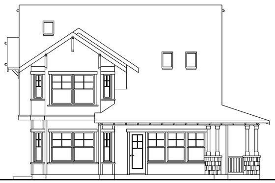 Exterior - Rear Elevation for Craftsman House Plan #124-556 - 3 bed, 3.5 bath