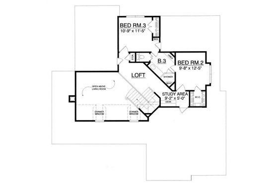 Floor Plan - Upper Floor for Country House Plan #40-386 - 3 bed, 2.5 bath