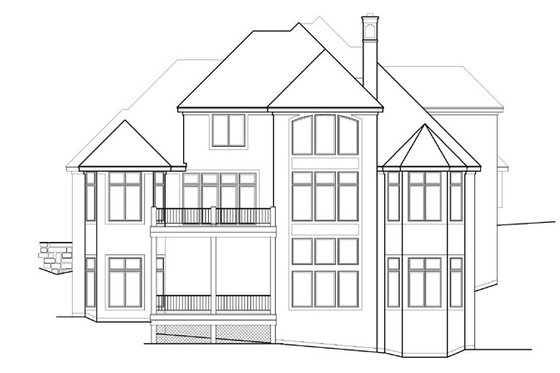 Exterior - Rear Elevation for European House Plan #67-462 - 4 bed, 4.5 bath