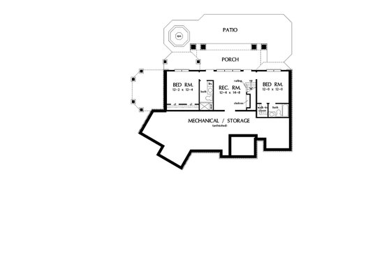 Floor Plan - Lower Floor for European House Plan #929-4 - 4 bed, 4 bath