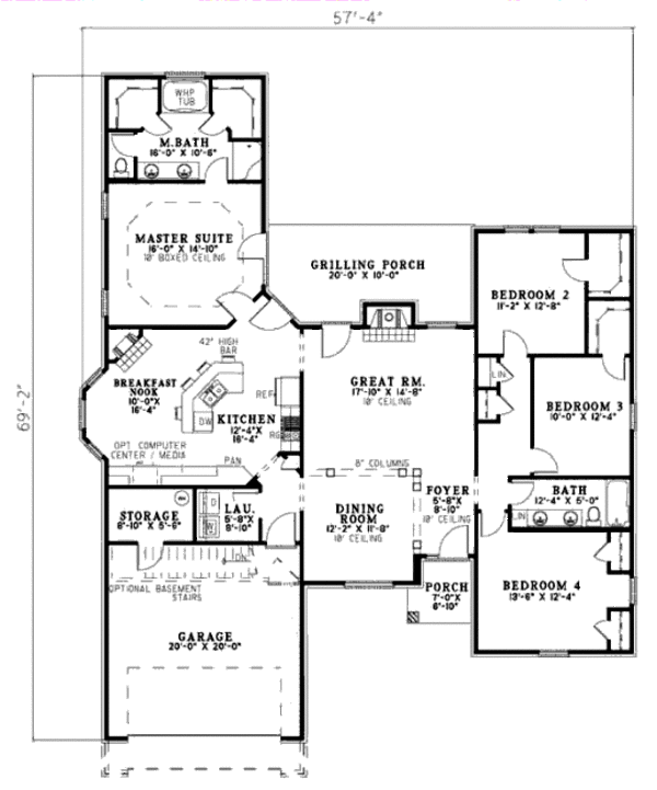 Dream House Plan - Traditional Floor Plan - Main Floor Plan #17-2303