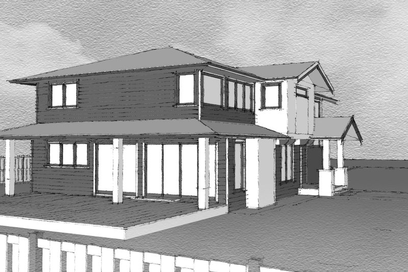 House Blueprint - Exterior - Rear Elevation for European House Plan #1101-16 - 4 bed, 3.5 bath