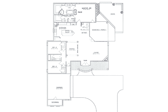 Floor Plan - Main Floor for European House Plan #8-102 - 3 bed, 2 bath