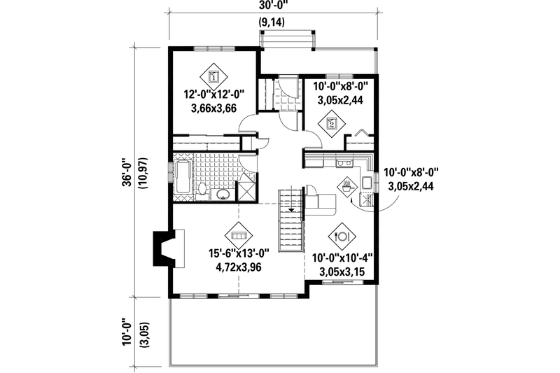 Dream House Plan - Floor Plan - Main Floor for Cabin House Plan #25-4329 - 2 bed, 1 bath