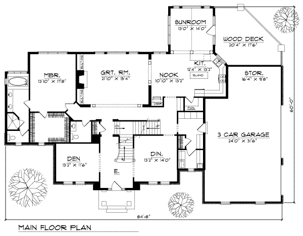 Architectural House Design - European Floor Plan - Main Floor Plan #70-528