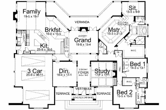 Floor Plan - Main Floor for European House Plan #119-206 - 3 bed, 3 bath