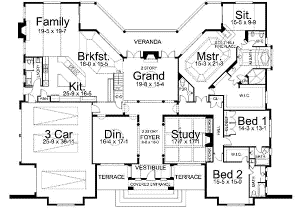 European Floor Plan - Main Floor Plan #119-206