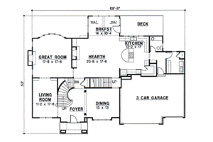 Floor Plan - Main Floor for European House Plan #67-619 - 4 bed, 4.5 bath