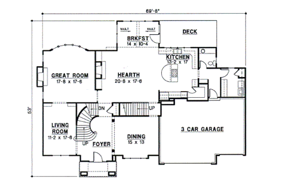 Floor Plan - Main Floor for European House Plan #67-619 - 4 bed, 4.5 bath