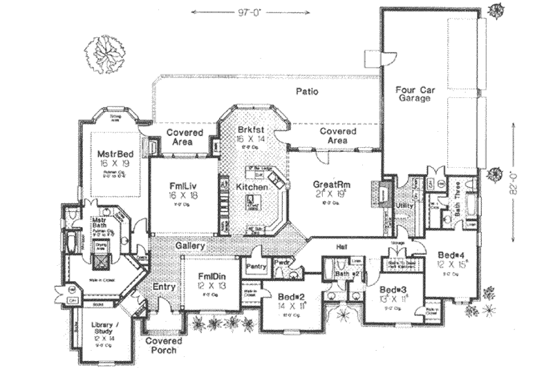 Architectural House Design - Floor Plan - Main Floor for European House Plan #310-509 - 4 bed, 3.5 bath