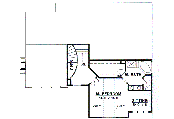 Traditional Floor Plan - Upper Floor Plan #67-657