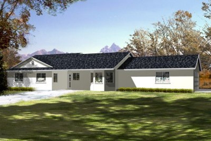 House Design - Exterior - Front Elevation 2 for Adobe / Southwestern House Plan #1-366 - 3 bed, 2 bath