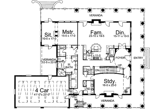 Floor Plan - Main Floor for Classical House Plan #119-179 - 3 bed, 3.5 bath