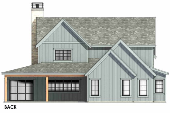 Exterior - Rear Elevation 1 for Farmhouse House Plan #1096-177 - 4 bed, 3.5 bath