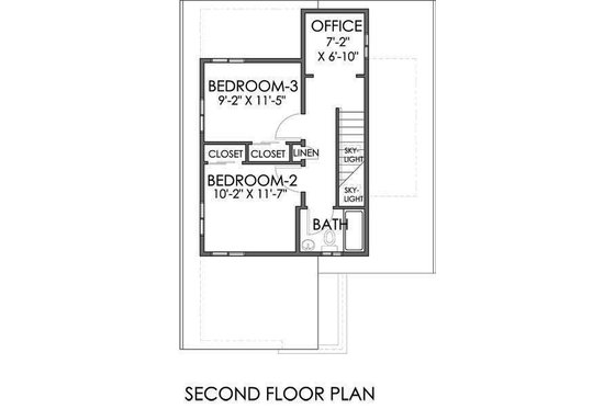 Floor Plan - Upper Floor for Modern House Plan #518-1 - 3 bed, 2 bath