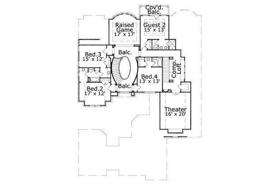 Floor Plan - Upper Floor for Colonial House Plan #411-852 - 6 bed, 5.5 bath