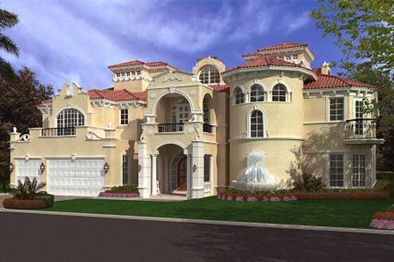 Exterior - Front Elevation for Mediterranean House Plan #420-199 - 5 bed, 5.5 bath