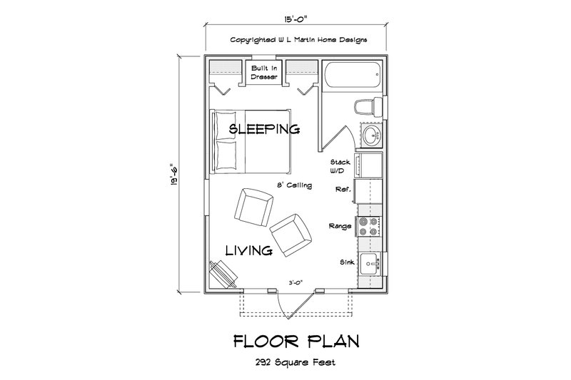 House Design - Floor Plan - Main Floor 1 for Cottage House Plan #513-2242 - 1 bed, 1 bath